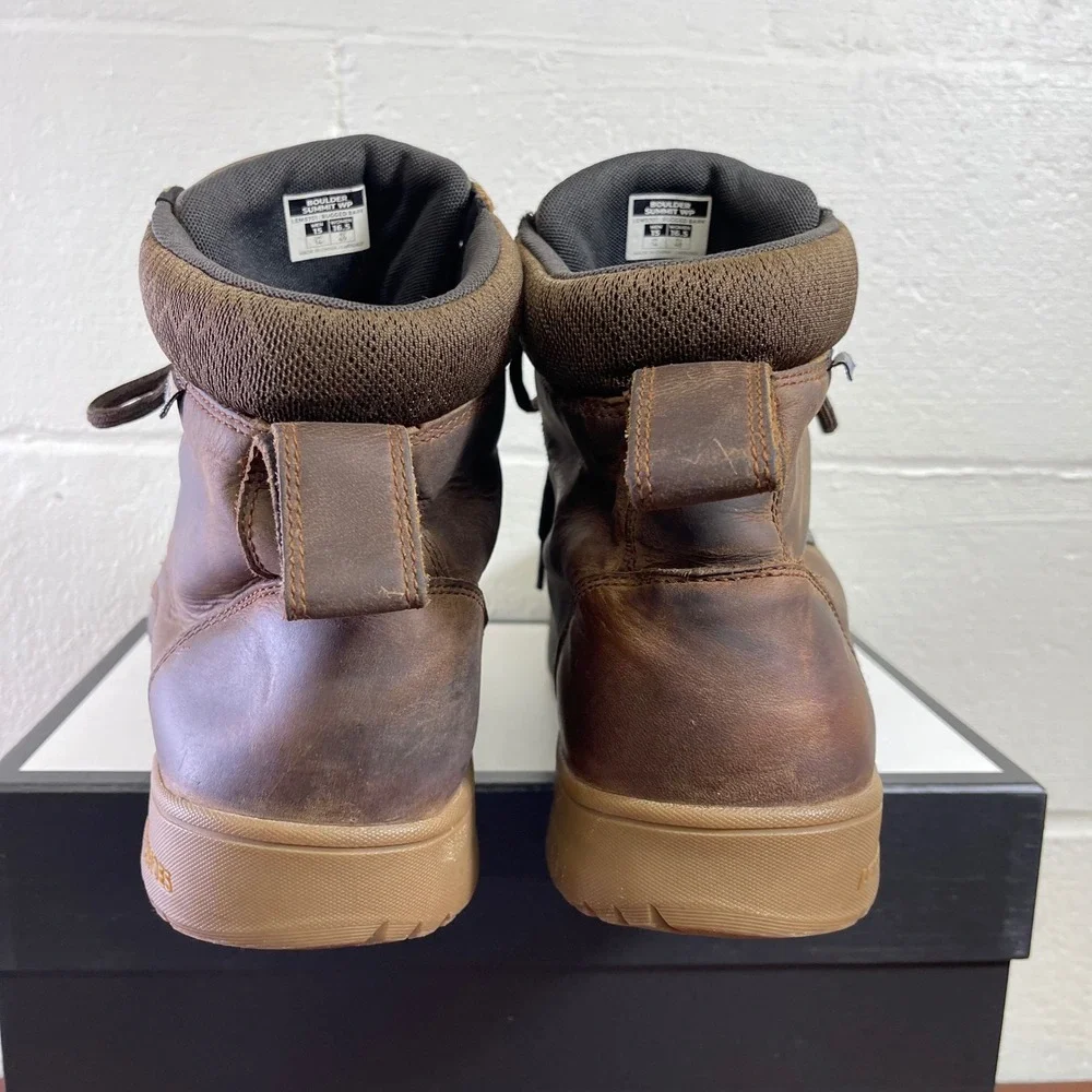 Lems Boulder Summit WP Boots Rugged Bark Brown Leather Waterproof Men's 15 US